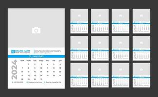 Wall Calendar 2024 Template. Modern design 2024 calendar template vector