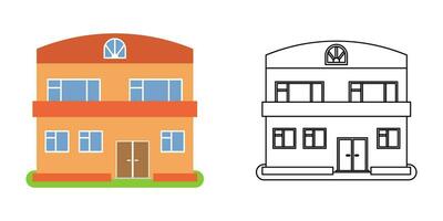 House front view in flat and line style vector