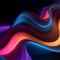 3d abstract background with colorful neon wave. photo