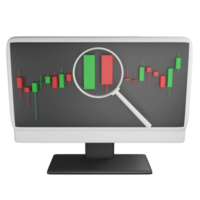 Trading focus on the screen clipart flat design icon isolated on transparent background, 3D render investment and trading concept png