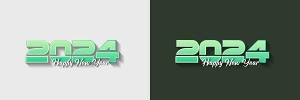 Happy New Year 2024 greetings with green 3D numbers vector