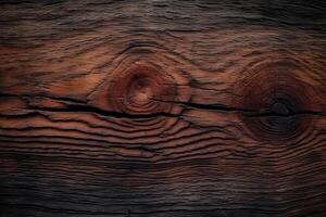 Close-up dark wood texture. AI Generative photo