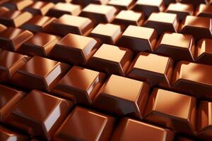 Background of chocolate bars. World Chocolate day. High quality illustration. AI Generative photo