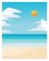 beautiful tropical beach poster flat vector illustration