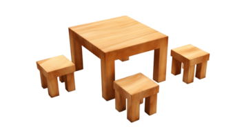 Wood table and chair set on transparent background. wooden table with chair png ai generated