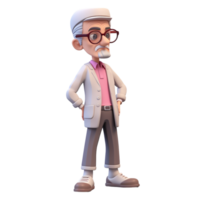 AI generative 3D cartoon character scientist png