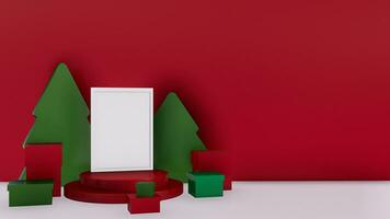 Navidad podio antecedentes para producto 3d representación foto