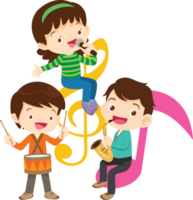 Children sing and Playing Musical instruments music kids png