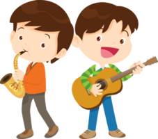 Children sing and Playing Musical instruments music kids png