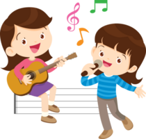 Children sing and Playing Musical instruments music kids png