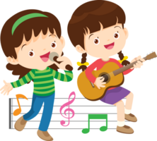 Children sing and Playing Musical instruments music kids png