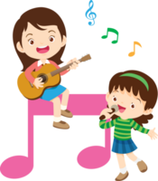 Children sing and Playing Musical instruments music kids png