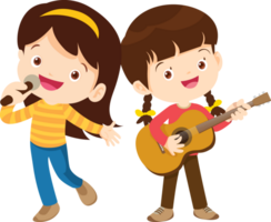 Children sing and Playing Musical instruments music kids png