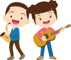 Children sing and Playing Musical instruments music kids png