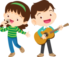 Children sing and Playing Musical instruments music kids png