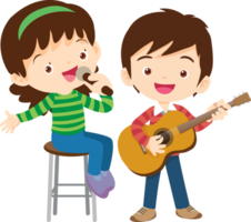 Children sing and Playing Musical instruments music kids png