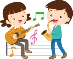 Children sing and Playing Musical instruments music kids png