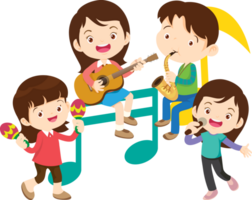 Children sing and Playing Musical instruments music kids png