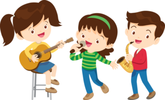 Children sing and Playing Musical instruments music kids png