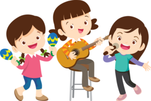Children sing and Playing Musical instruments music kids png