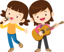 Children sing and Playing Musical instruments music kids png