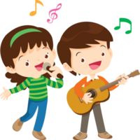 barn sjunga och spelar musikalisk instrument musik barn png