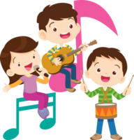 Children sing and Playing Musical instruments music kids png