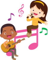 Children sing and Playing Musical instruments music kids png