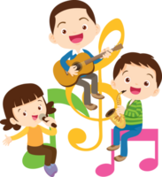 Children sing and Playing Musical instruments music kids png