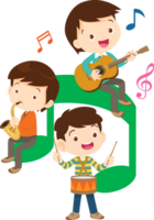 Children sing and Playing Musical instruments music kids png