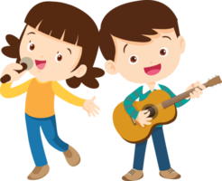 Children sing and Playing Musical instruments music kids png