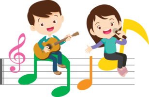 Children sing and Playing Musical instruments music kids png