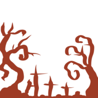 a picture of a halloween scene with a graveyard and trees png