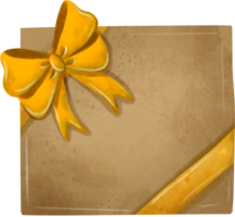 Noël cadeau boîte avec ruban Jaune et enveloppé papier ancien png