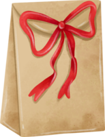 Kerstmis geschenk doos met lint rood en verpakt papier wijnoogst png