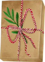 Noël cadeau boîte avec ruban rouge blanc et enveloppé papier ancien png