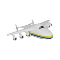Ukrainian Mriya or Antonov airlift cargo aircraft 3D render icon png
