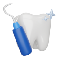 Tooth with Dental explorers or sickle probe 3D render icon png