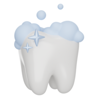 Tooth cleaning, brushing teeth with bleaching effect. 3D render icon png