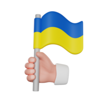 3d hand hold Ukrainian flag icon png