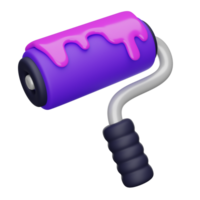 Web design paint brush roller with pink paint 3D render icon png