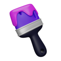 Paint brush with pink paint 3D render icon png