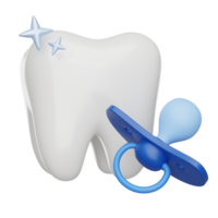 Deciduous teeth or primary teeth 3D render icon png