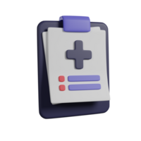 médico prancheta ícone 3d render ícone png