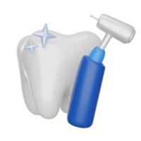 Tooth with Dental handpiece 3D render icon png