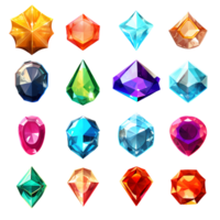 2d stilizzato foglio di diverso tipi di gemma icona png