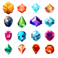 2d stylized sheet of different types of gem icon png