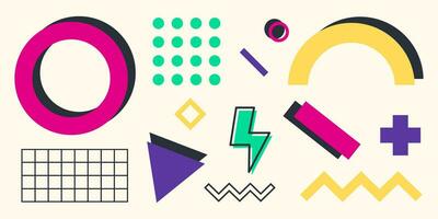 90s Abstract Elements Set. Vector Illustration With Colorful Shapes