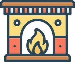 color icon for fireplace vector