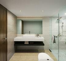 cómo a escoger el Perfecto espejo para tu baño interior diseño 3d representación foto